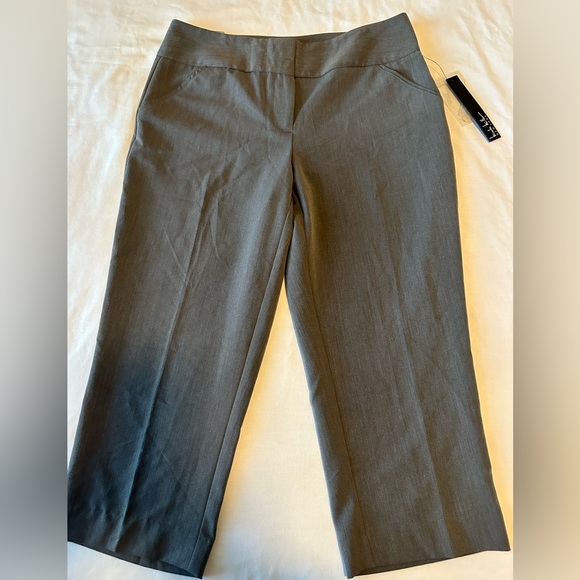 Nicole Miller NY Pants sz 8 Gray Flat Front Pockets Wide Leg Capri - Picture 4 of 16